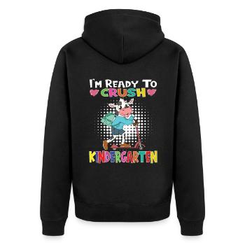 I'm Ready To Crush Kindergarten Cow With Scooter - Unisex Premium Organic Zip Hoodie - black - Back - Nico (187cm)