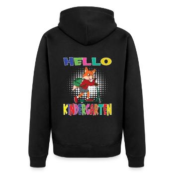 Bonjour Kindergarten Fox avec scooter - Veste à capuche bio Premium Unisexe - noir - Dos - Nico (187cm)
