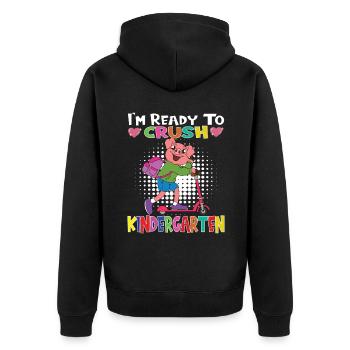 I'm Ready To Crush Kindergarten Pig With Scooter - Unisex Premium Bio Zip Hoodie - Schwarz - Hinten - Nico (187cm)
