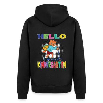 Bonjour chat de maternelle avec scooter - Veste à capuche bio Premium Unisexe - noir - Dos - Nico (187cm)