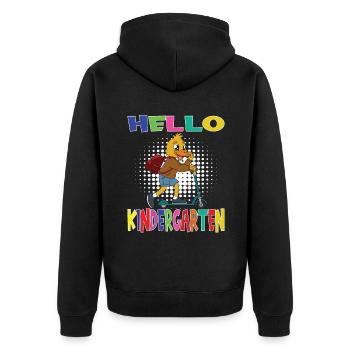 Hello Kindergarten Duck With Scooter - Unisex Premium Bio Zip Hoodie - Schwarz - Hinten - Nico (187cm)