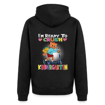 I'm Ready To Crush Kindergarten Cat With Scooter - Unisex Premium Bio Zip Hoodie - Schwarz - Hinten - Nico (187cm)