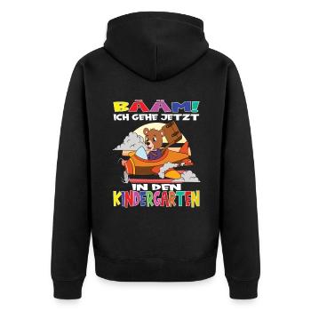 Kindergartenkind Hallo Kindergarten Ich Komme - Unisex Premium Bio Zip Hoodie - Schwarz - Hinten - Nico (187cm)