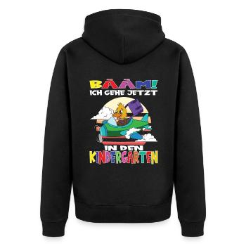 Kindergartenkind Hallo Kindergarten Ich Komme - Unisex Premium Bio Zip Hoodie - Schwarz - Hinten - Nico (187cm)