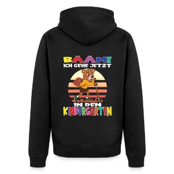 Kindergartenkind Hallo Kindergarten Ich Komme - Unisex Premium Bio Zip Hoodie - Schwarz - Hinten - Nico (187cm)