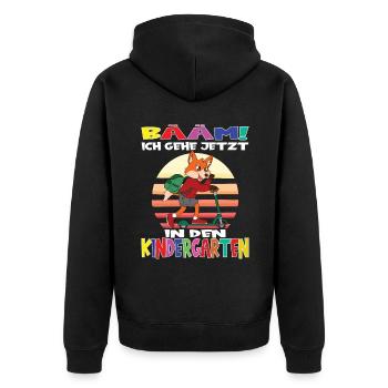 Kindergartenkind Hallo Kindergarten Ich Komme - Unisex Premium Bio Zip Hoodie - Schwarz - Hinten - Nico (187cm)
