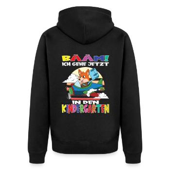 Kindergartenkind Hallo Kindergarten Ich Komme - Unisex Premium Bio Zip Hoodie - Schwarz - Hinten - Nico (187cm)