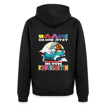 Kindergartenkind Hallo Kindergarten Ich Komme - Unisex Premium Bio Zip Hoodie - Schwarz - Hinten - Nico (187cm)
