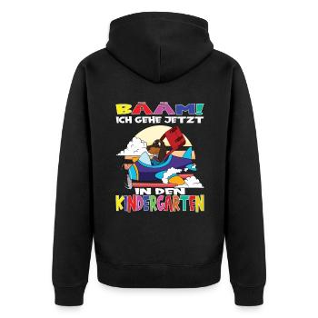 Kindergartenkind Hallo Kindergarten Ich Komme - Unisex Premium Bio Zip Hoodie - Schwarz - Hinten - Nico (187cm)