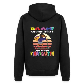 Kindergartenkind Hallo Kindergarten Ich Komme - Unisex Premium Bio Zip Hoodie - Schwarz - Hinten - Nico (187cm)