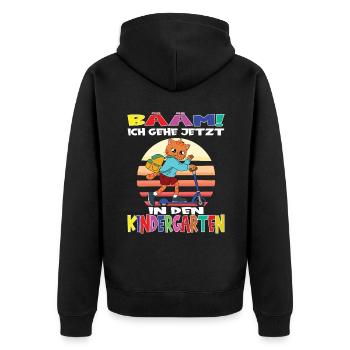 Kindergartenkind Hallo Kindergarten Ich Komme - Unisex Premium Bio Zip Hoodie - Schwarz - Hinten - Nico (187cm)