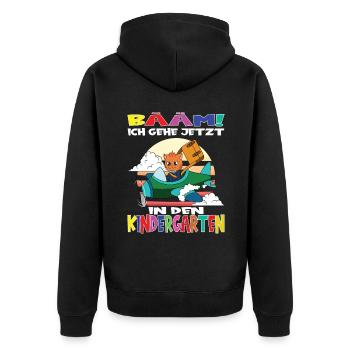 Kindergartenkind Hallo Kindergarten Ich Komme - Unisex Premium Bio Zip Hoodie - Schwarz - Hinten - Nico (187cm)