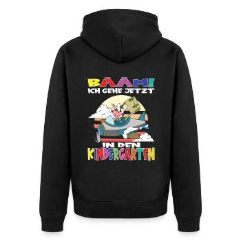 Kindergartenkind Hallo Kindergarten Ich Komme - Unisex Premium Bio Zip Hoodie - Schwarz - Hinten - Nico (187cm)