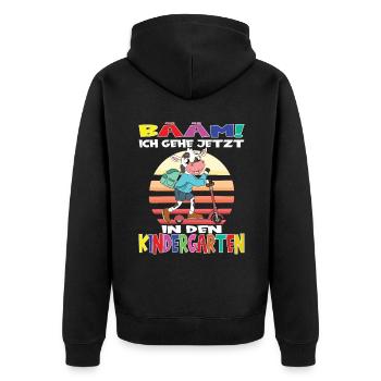 Kindergartenkind Hallo Kindergarten Ich Komme - Unisex Premium Bio Zip Hoodie - Schwarz - Hinten - Nico (187cm)