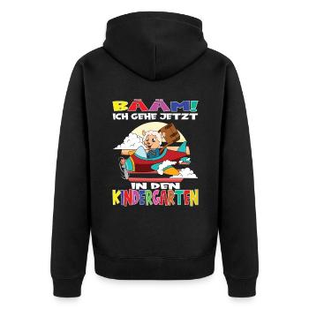 Kindergartenkind Hallo Kindergarten Ich Komme - Unisex Premium Bio Zip Hoodie - Schwarz - Hinten - Nico (187cm)