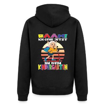 Kindergartenkind Hallo Kindergarten Ich Komme - Unisex Premium Bio Zip Hoodie - Schwarz - Hinten - Nico (187cm)
