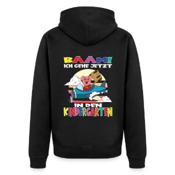 Kindergartenkind Hallo Kindergarten Ich Komme - Unisex Premium Bio Zip Hoodie - Schwarz - Hinten - Nico (187cm)