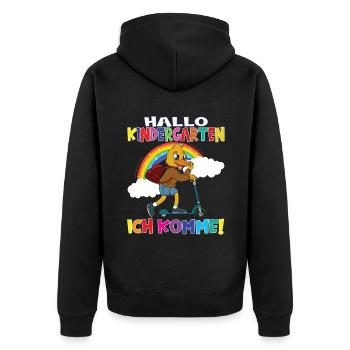 Kindergartenkind Hallo Kindergarten Ich Komme - Unisex Premium Bio Zip Hoodie - Schwarz - Hinten - Nico (187cm)