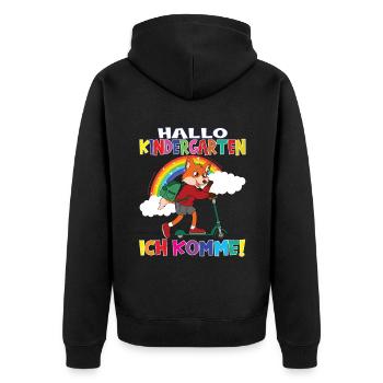 Kindergartenkind Hallo Kindergarten Ich Komme - Unisex Premium Bio Zip Hoodie - Schwarz - Hinten - Nico (187cm)