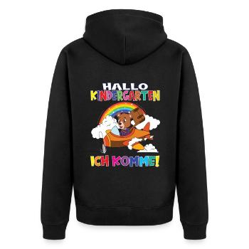 Kindergartenkind Hallo Kindergarten Ich Komme - Unisex Premium Bio Zip Hoodie - Schwarz - Hinten - Nico (187cm)