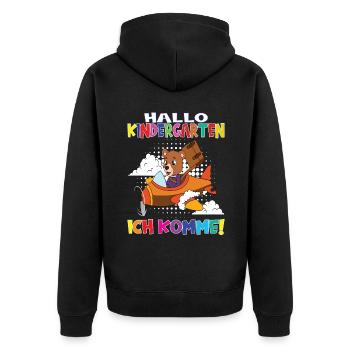 Kindergartenkind Hallo Kindergarten Ich Komme - Unisex Premium Bio Zip Hoodie - Schwarz - Hinten - Nico (187cm)