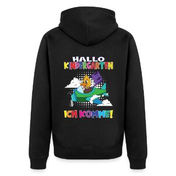 Kindergartenkind Hallo Kindergarten Ich Komme - Unisex Premium Bio Zip Hoodie - Schwarz - Hinten - Nico (187cm)
