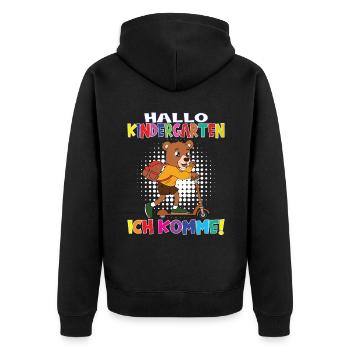 Kindergartenkind Hallo Kindergarten Ich Komme - Unisex Premium Bio Zip Hoodie - Schwarz - Hinten - Nico (187cm)