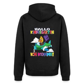 Kindergartenkind Hallo Kindergarten Ich Komme - Unisex Premium Bio Zip Hoodie - Schwarz - Hinten - Nico (187cm)