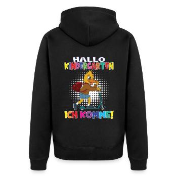 Kindergartenkind Hallo Kindergarten Ich Komme - Unisex Premium Bio Zip Hoodie - Schwarz - Hinten - Nico (187cm)