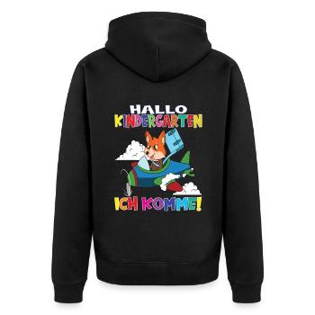 Kindergartenkind Hallo Kindergarten Ich Komme - Unisex Premium Bio Zip Hoodie - Schwarz - Hinten - Nico (187cm)