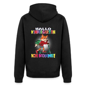 Kindergartenkind Hallo Kindergarten Ich Komme - Unisex Premium Bio Zip Hoodie - Schwarz - Hinten - Nico (187cm)
