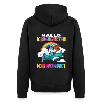 Kindergartenkind Hallo Kindergarten Ich Komme - Unisex Premium Bio Zip Hoodie - Schwarz - Hinten - Nico (187cm)