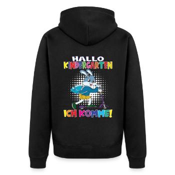Kindergartenkind Hallo Kindergarten Ich Komme - Unisex Premium Bio Zip Hoodie - Schwarz - Hinten - Nico (187cm)