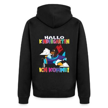 Kindergartenkind Hallo Kindergarten Ich Komme - Unisex Premium Bio Zip Hoodie - Schwarz - Hinten - Nico (187cm)