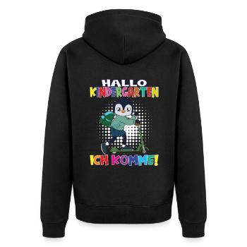 Kindergartenkind Hallo Kindergarten Ich Komme - Unisex Premium Bio Zip Hoodie - Schwarz - Hinten - Nico (187cm)