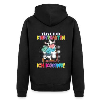 Kindergartenkind Hallo Kindergarten Ich Komme - Unisex Premium Bio Zip Hoodie - Schwarz - Hinten - Nico (187cm)