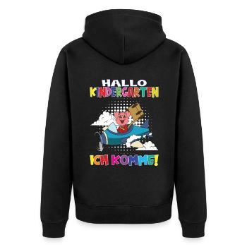 Kindergartenkind Hallo Kindergarten Ich Komme - Unisex Premium Bio Zip Hoodie - Schwarz - Hinten - Nico (187cm)