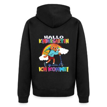 Kindergartenkind Hallo Kindergarten Ich Komme - Unisex Premium Bio Zip Hoodie - Schwarz - Hinten - Nico (187cm)