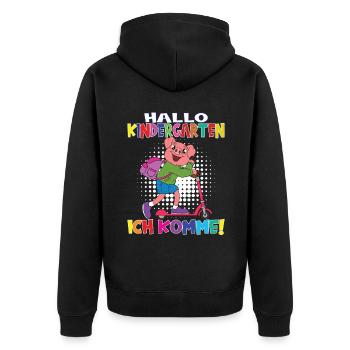 Kindergartenkind Hallo Kindergarten Ich Komme - Unisex Premium Bio Zip Hoodie - Schwarz - Hinten - Nico (187cm)