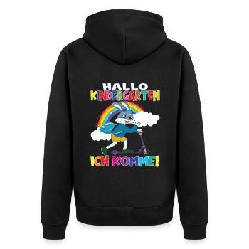 Kindergartenkind Hallo Kindergarten Ich Komme - Unisex Premium Bio Zip Hoodie - Schwarz - Hinten - Nico (187cm)