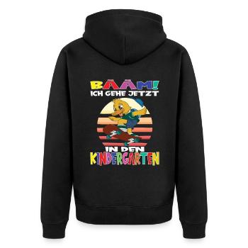 Kindergartenkind Hallo Kindergarten Ich Komme - Unisex Premium Bio Zip Hoodie - Schwarz - Hinten - Nico (187cm)