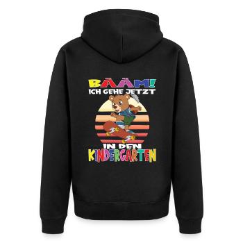 Kindergartenkind Hallo Kindergarten Ich Komme - Unisex Premium Bio Zip Hoodie - Schwarz - Hinten - Nico (187cm)
