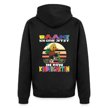 Kindergartenkind Hallo Kindergarten Ich Komme - Unisex Premium Bio Zip Hoodie - Schwarz - Hinten - Nico (187cm)