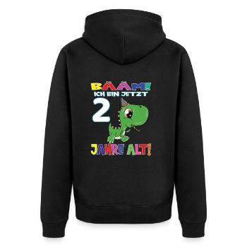 Bääm Ich Bin Jetzt 2 Jahre Alt Dino - Unisex Premium Bio Zip Hoodie - Schwarz - Hinten - Nico (187cm)