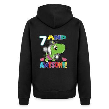 7 Et génial anniversaire T Rex Girl Dinosaur - Veste à capuche bio Premium Unisexe - noir - Dos - Nico (187cm)