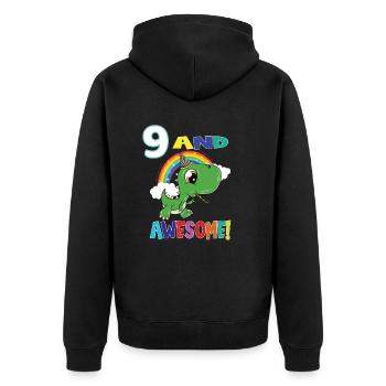 9 Et génial anniversaire Dino Boy - Veste à capuche bio Premium Unisexe - noir - Dos - Nico (187cm)
