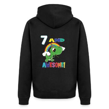 7 Et génial anniversaire Dino Boy - Veste à capuche bio Premium Unisexe - noir - Dos - Nico (187cm)