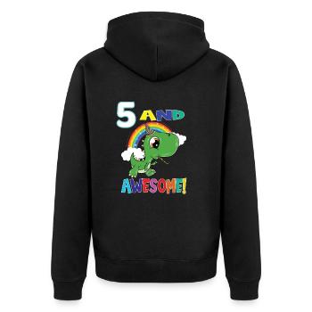 5 Et génial anniversaire Dino Boy cinq ans - Veste à capuche bio Premium Unisexe - noir - Dos - Nico (187cm)