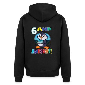 6 And Awesome Birthday Penguin Birthday - Unisex Premium Organic Zip Hoodie - black - Back - Nico (187cm)