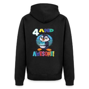 4 And Awesome Birthday Penguin Birthday Cake - Unisex Premium Bio Zip Hoodie - Schwarz - Hinten - Nico (187cm)